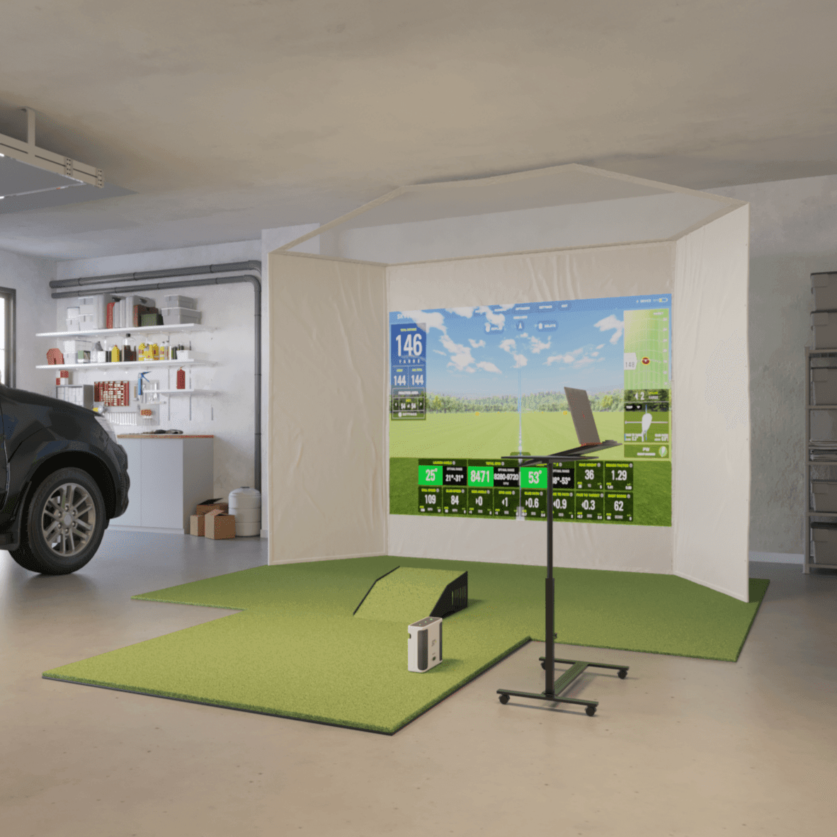 SkyTrak+ Retractable Golf Simulator